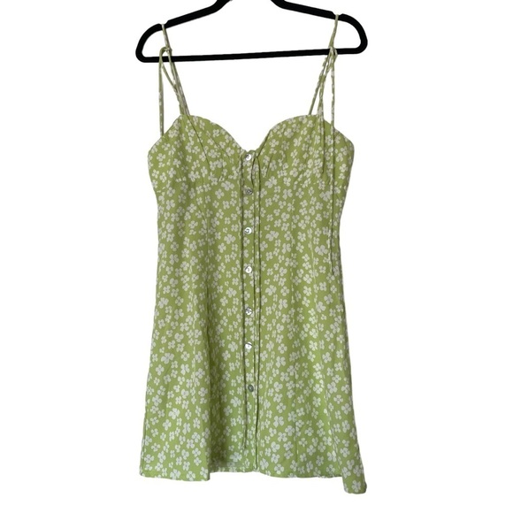 Princess Polly Lara Floral Green Mini Dress Size 8 - Picture 11 of 16